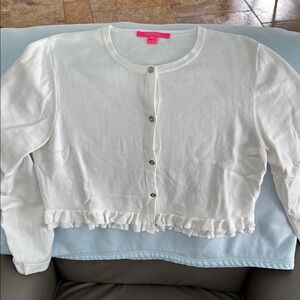Lilly Pulitzer White Cropped Cardigan Sweater